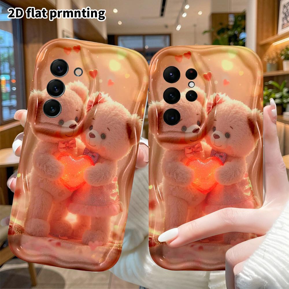 Phone Case: 2D Flat Samsung Galaxy A34 A35 M05 M06 S20 S22 S21 FE Plus 5G Protective Case, a Pair of Pink Teddy Bears, Christmas and Halloween Gift