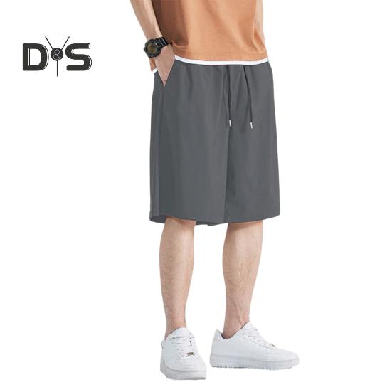 Мужские шорты, повседневные брюки с регулируемой талией на шнурке и усиленными карманами, однотонные, широкие летние спортивные шорты