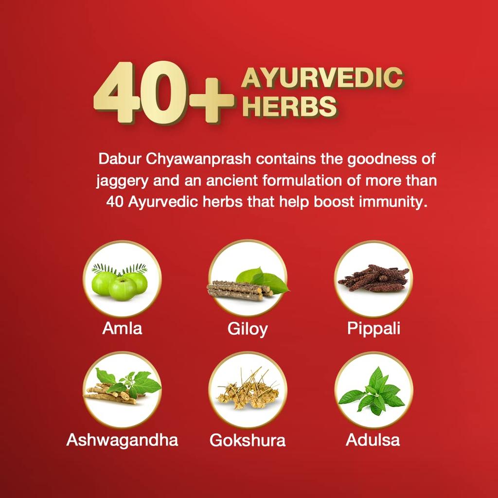 Dabur Чьяванпраш Авалеха 900г | С пользой джаггери | Тройное действие для иммунитета | Без добавленного сахара | Поддерживает пищеварительное и респираторное здоровье