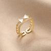 Korean Style Hollow Out Double-layer Bow Ring for Women, Light Luxury, Sweet Personality, Open Index Finger Rings