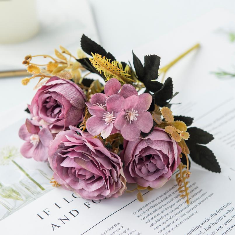 Искусственные цветы Шелковые розы Букет невесты Домашний декор Осенние свадебные аксессуары Распродажа Садовые искусственные пионы Гортензии Искусство Стена