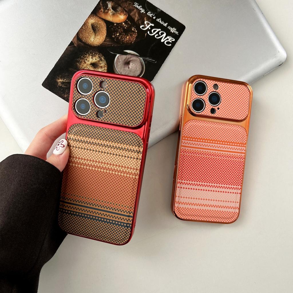 Чехол для телефона из ПК с текстурой карбонового волокна и кевлара Для iPhone 17 16 15 14 13 Pro Max Покрытие Большое Окно Ударопрочный Бампер