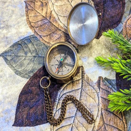 5,08 см латунный компас в кожаной коробке Рождественский подарок для парня, подарок на годовщину Мужской гравированный компас, подарок для него и для нее