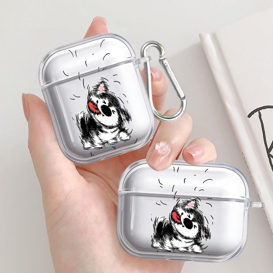 Чехол для Airpods Pro 2 4 1 Pro2 3 Pro3 Прозрачный Чехлы для наушников Обложка Мультяшные Линии Беспорядочный Щенок
