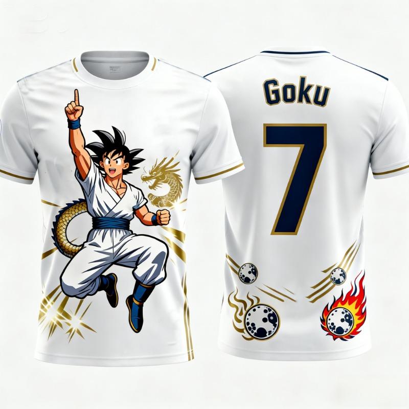 Dragon Ball Z Goku Number 7 Soccer Jersey 3D T-Shirt For Men Women Kids Sports Anime Tee Casual Fashionable Streetwear