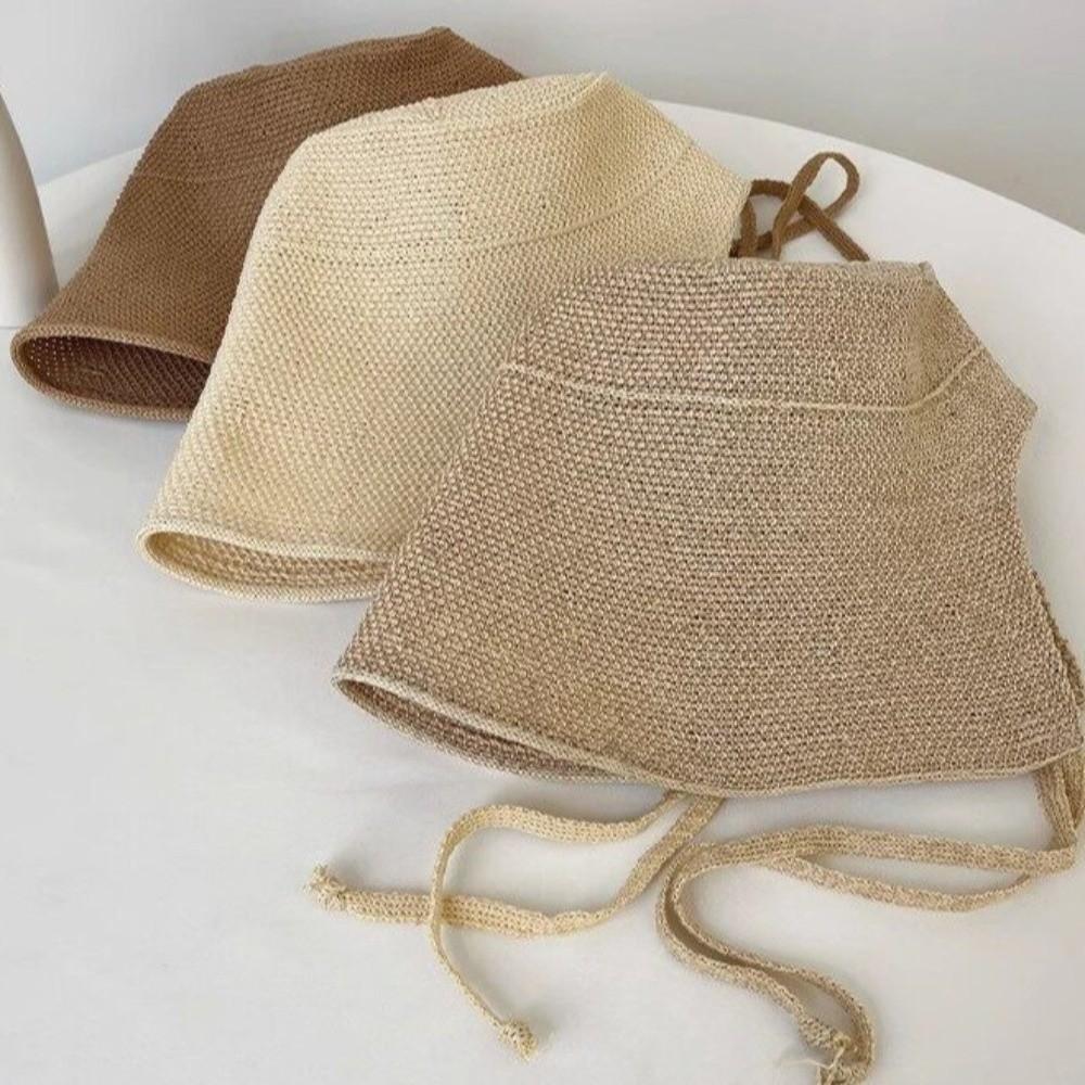 Adjustable Straps Wide Brim Sun Hat Lace Up Closure Cloche Hat Korean-style Lace Up Sun Hat Beach
