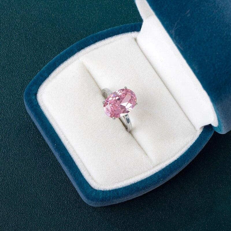 POMOiii Модные овальные обручальные кольца с кристаллами кубического циркона для женщин, роскошное обручальное кольцо красного цвета, модные украшения