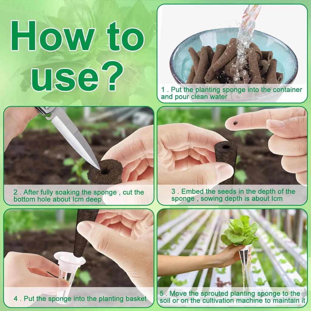 Hydroponic Garden Accessories Pod Kit With Grow Baskets Transparent Insulation Lids Plant Grow Sponges for Seed Starting System