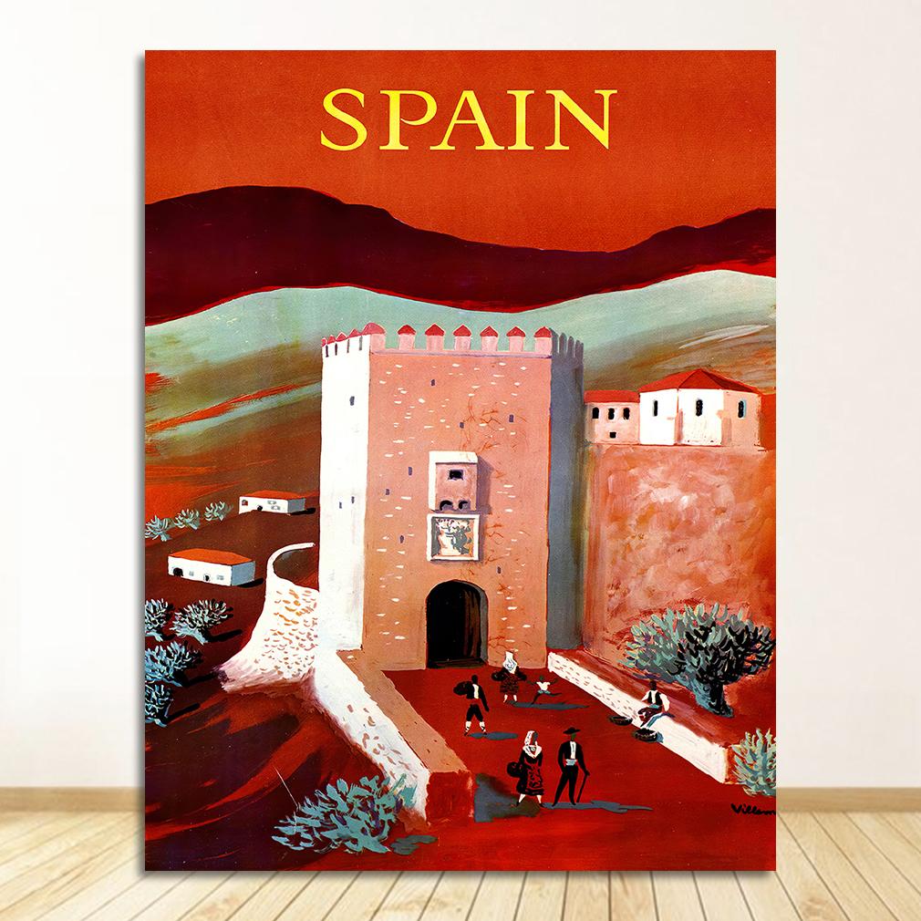 Canvas Painting Vintage Wall Kraft Posters Coated Stickers Home Decorative Pictures Gift Pop Art Travel to Spain Espagne