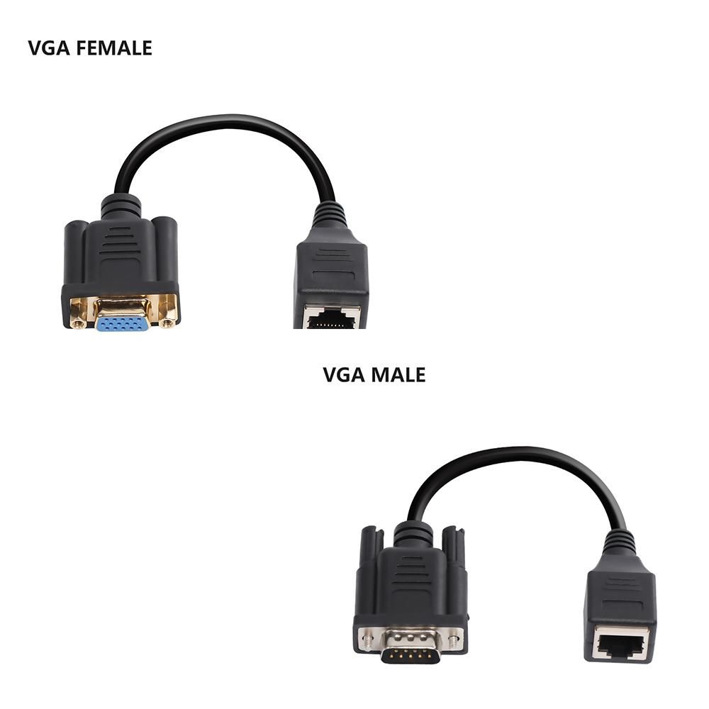 Мужской/Женский к Женскому Plug and Play VGA-удлинитель VGA к порту Ethernet RJ45 Сетевой кабель-адаптер