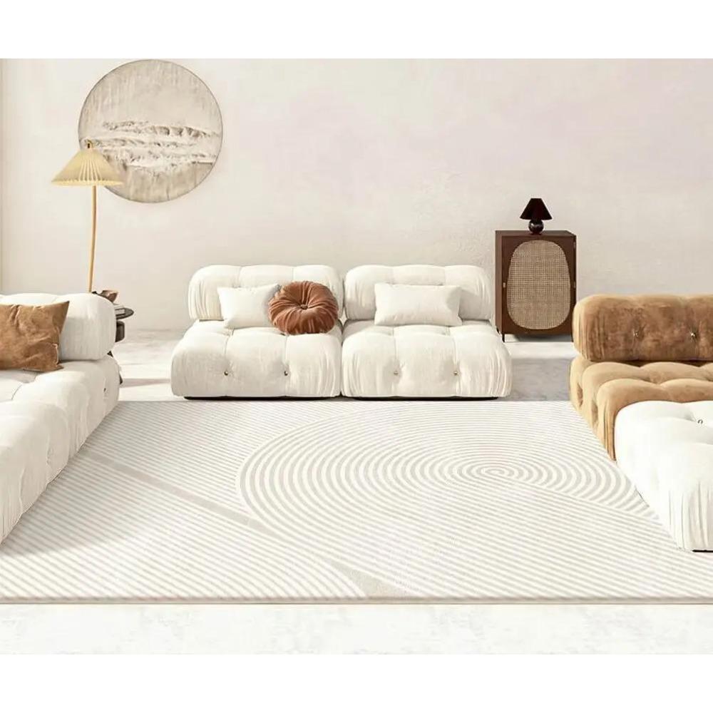 Современный белый минимализм Большой ковер для гостиной Легкая роскошь Бежевая декорация Ковер для спальни Мягкий коврик для лаунжа Моющийся коврик для пола