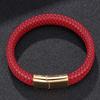 Модный плетеный мужской браслет красный кожаный браслет застежка из нержавеющей стали женские ювелирные изделия подарок BB0236