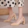 Мода 2024 года, новые модные туфли Commuter Single для женщин, толстые каблуки для женщин, полые квадратные каблуки, винтажные феи, высокие каблуки