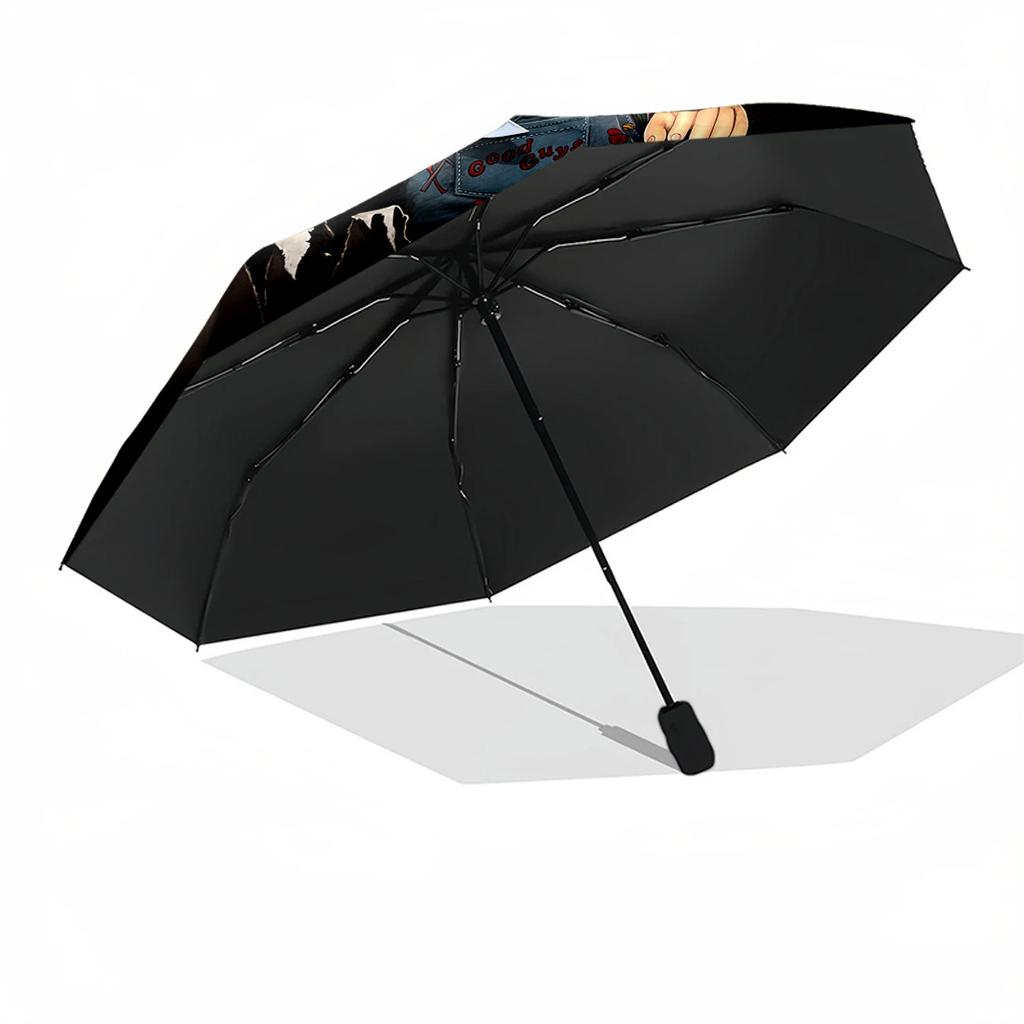 Chucky Style Compact Travel Automatic Umbrella Compact 8-Rib Design Foldable Design Perfect for Outdoor Adventures Compact Folding Umbrella
