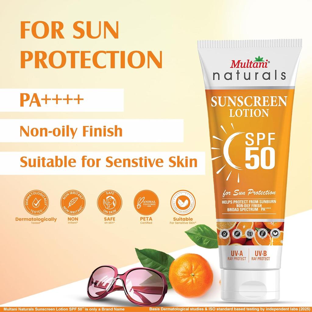 Мультани Солнцезащитный крем SPF 50 PA++++ Легкий Нежирный Без Белых Следов Широкий Спектр Защита от UVA UVB 100 мл Упаковка 1 шт.