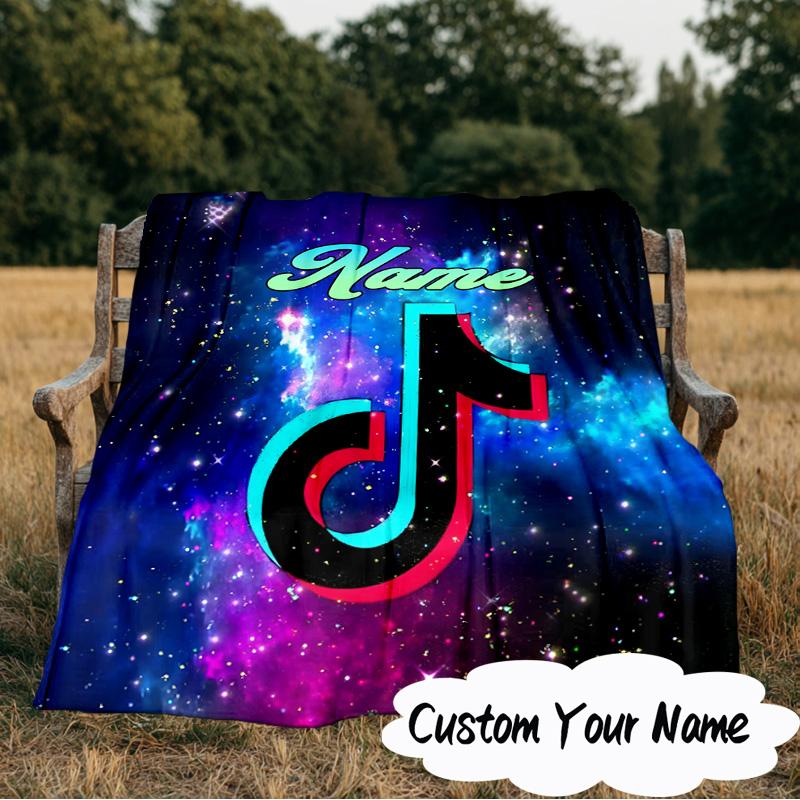 Custom Name Music Tik Celebration Blanket Ideal Bedding Blanket Perfect for Travel, Camping, Living Rooms, Offices, Sofas, Fan Christmas gift