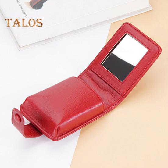 Женская сумка для хранения помады с зеркалом, однотонная искусственная кожа, портативный мини-путешественник, женский макияж, блеск для губ, оттенок, лак, органайзер, чехол, кошелек