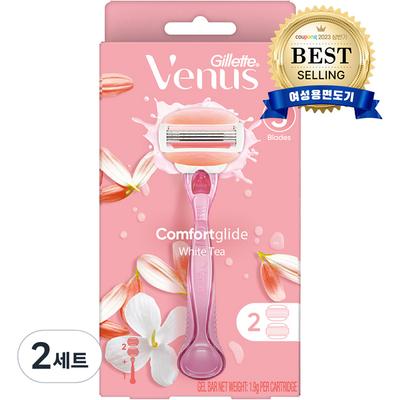 Gillette Venus Comfort Glide White Tee Женская бритва Ручка 1 шт + лезвие 2 шт, 2 набора, корейское лезвие бритвы