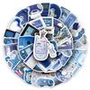 50 ретро-стикеров в синих тонах Y2K: Ностальгическое DIY украшение для журналов и телефонов