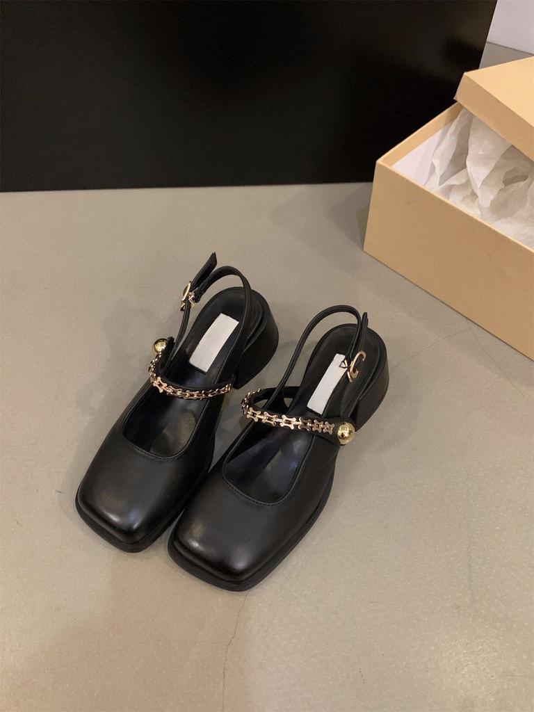 Черные туфли на высоком каблуке, сумка, сандалии, женская обувь, весенние туфли на толстом каблуке Мэри Джейн