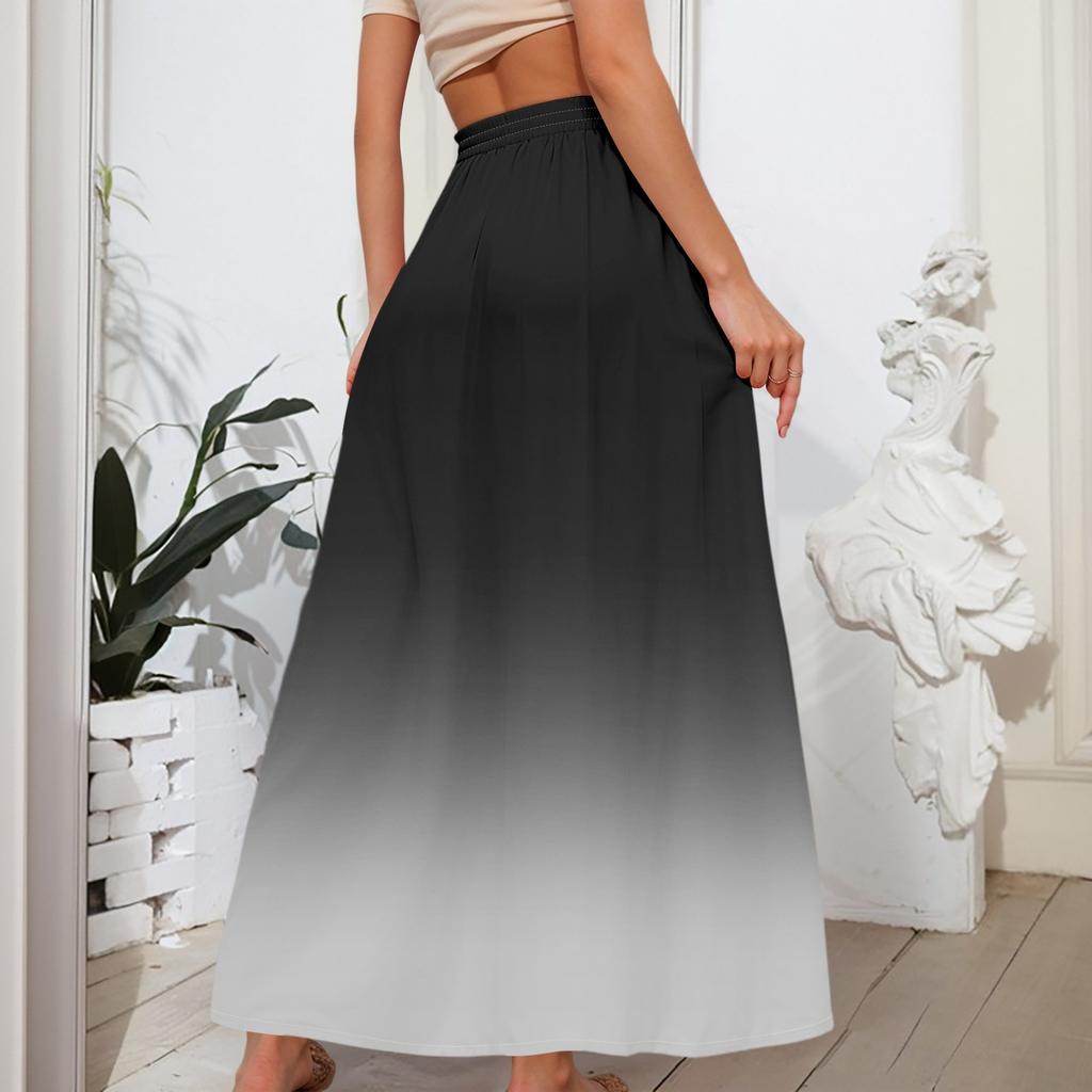 Women's Flowy Flared Ruffle Hem A Line Maxi Skirts Elastic Waist Elegant Tiered Layer Boho Long Skirts