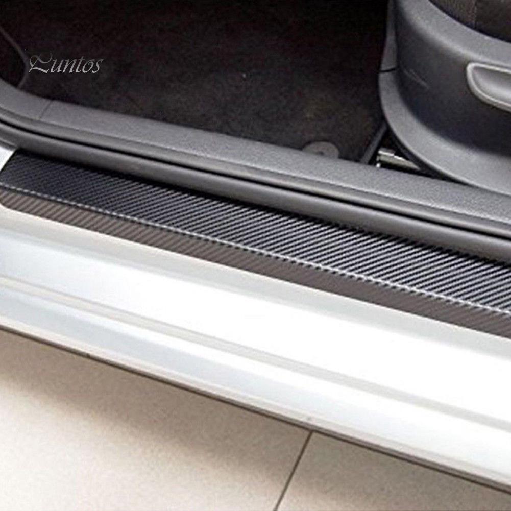 4-Piece 3D Carbon Fiber Car Door Sill Scuff Cover - Универсальная посадка, Защита от царапин
