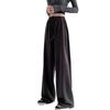 Women's American-Style Gray Sweatpants: Spring & Autumn Loose Fit, Slimming, Wide-Leg, Straight-Leg, Winter Fleece-Lined.