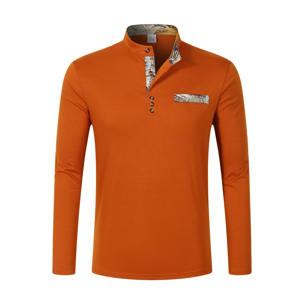 Мужская весенне-осенняя рубашка с воротником-стойкой, повседневная спортивная рубашка хенли с длинным рукавом
