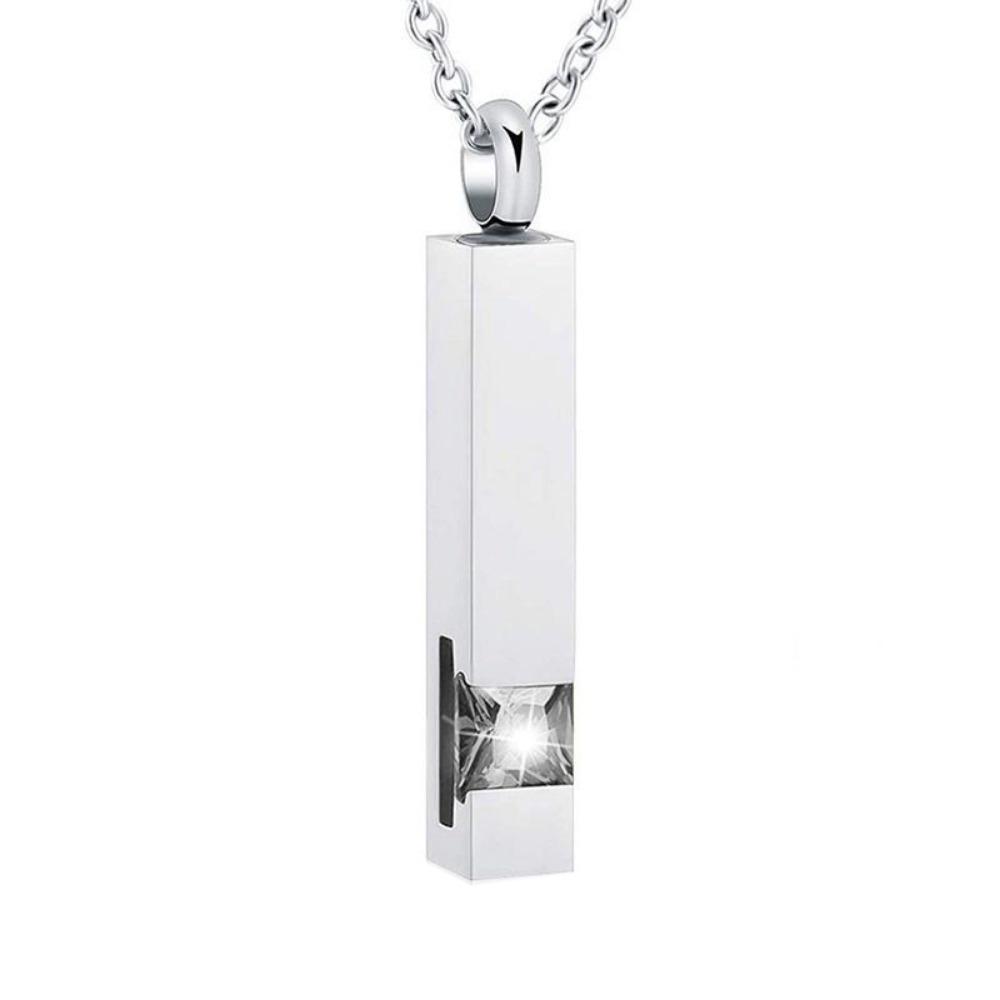 Fill-able Zircon Cremation Necklace Long Strip Pet Ashes Necklace Ashes Necklace Pendant Women