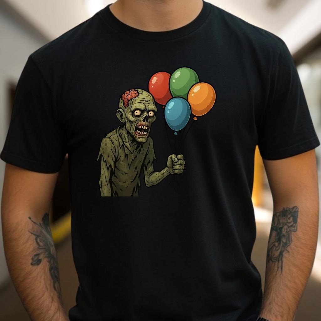 T-Shirt Herren Zombie mit Luftballons Motiv Baumwolle Größe S bis 5XL