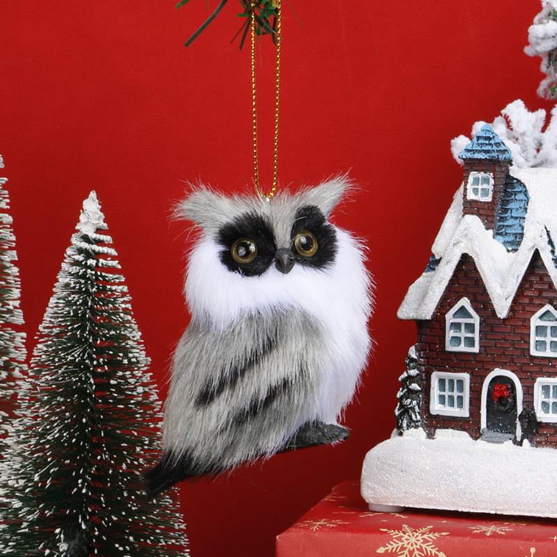 Owl Pendant Christmas Owl Ornament Toy Static State Owl Model Furry Cute Bird Party Christmas Ornament For Holiday Christmas Tree Decor