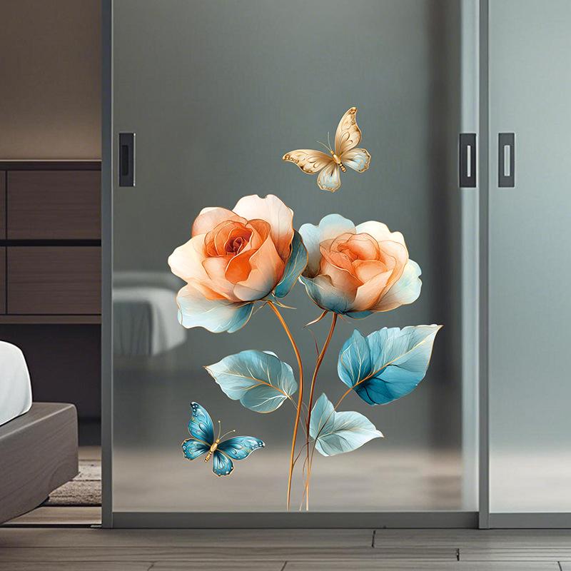 Fresh Green Plants Wall Stickers Self-Adhesive Removable Vinyl Decals for Kitchen Cabinet Foyer Potted Plants Posters Home Decor