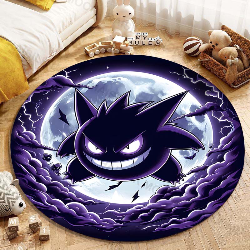 5 Размеров Pokemon Gengar Печать Круглый Ковер Гостиная Спальня Стол и Стул Диван Декоративный Ковер Игровой Коврик Подарок