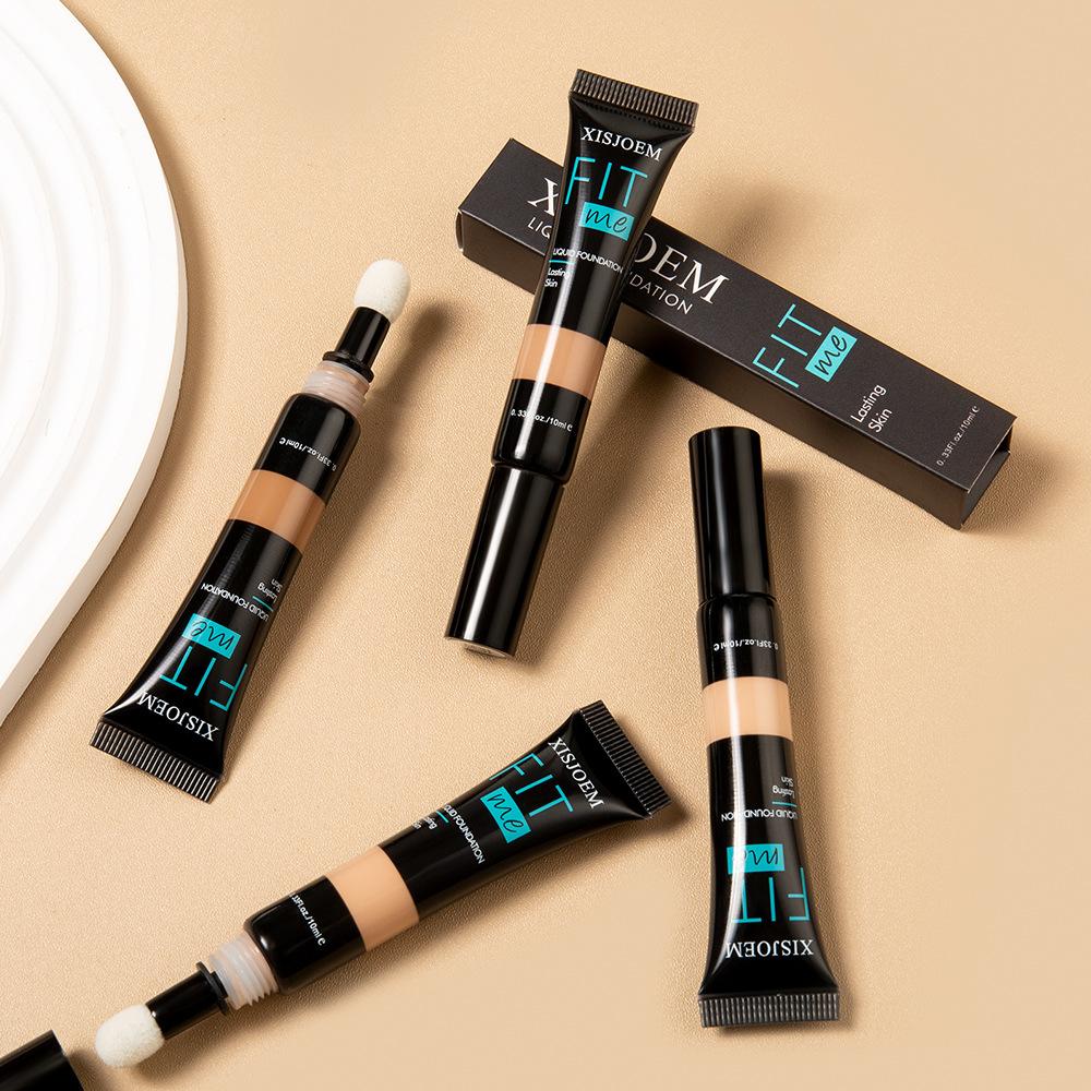 Long-Lasting Foundation Waterproof Non-Transfer Concealer Liquid Sponge Tip Makeup Brightening Cream