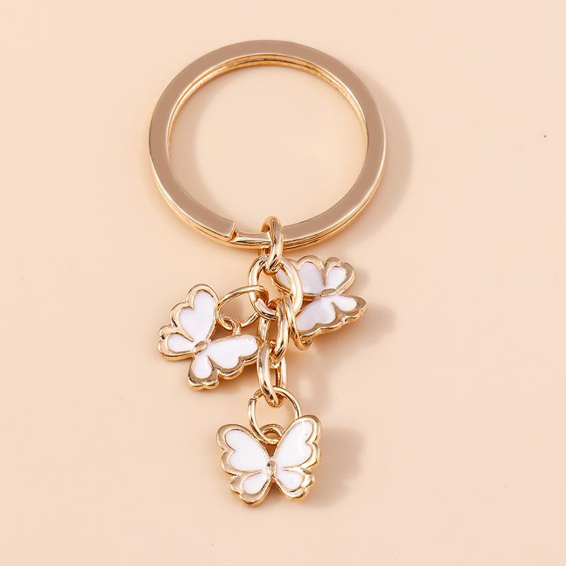 Cute Colorful Butterfly Keychains Enamel Animal Keyrings Souvenir Gift for Women Men Handbag Pendants Key Chains DIY Accessories