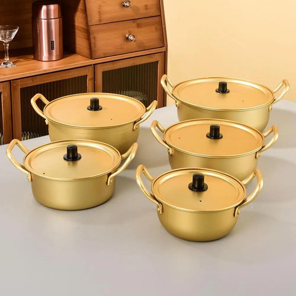 Gold Soup Hot Pot Double Ears with Lid Noodle Cooking Pot Ramen Noodle Pot Kitchen Cookware