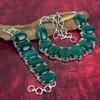 Green Onyx Gemstone 925 Solid Sterling Silver Jewelry Set, Handmade Necklace & Bracelet Jewelry, Natural Adjustable Onyx Jewelry For Her