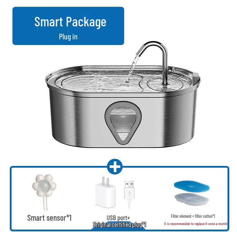 Stainless Steel Cat Water Fountain with Automatic Circulation and Large Capacity