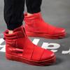 Модные черные британские ботильоны мужские осень и зима высокие мужские кожаные ботинки уличные скейтбордические кроссовки мужские хип-хоп обувь красные