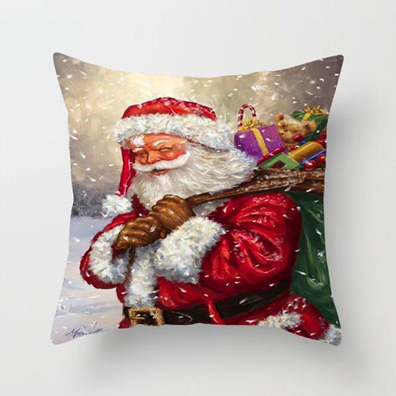 Рождественский квадратный плед с узором Санта-Клауса, наволочка для домашней гостиной, украшения дивана, наволочка, наволочка