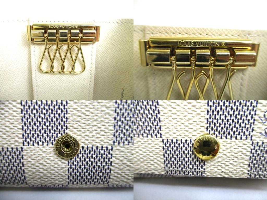 Authentic LOUIS VUITTON Damier Azur Leather Multicles 4 Key Chain #a559 Refurbished