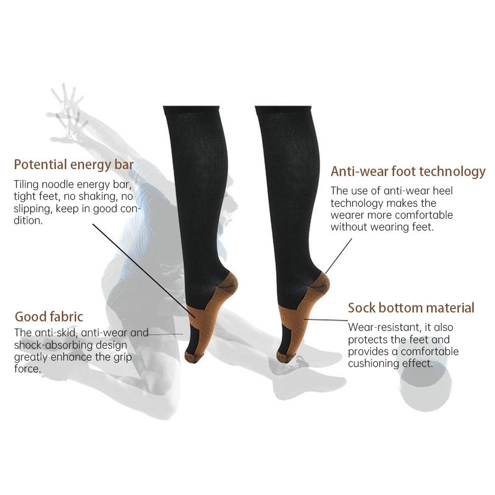 2Pair Sport Compression Stockings Ankle   Copper   Calf Thining Sleeves(Copper Fibre Knee High Stockings Black s M)
