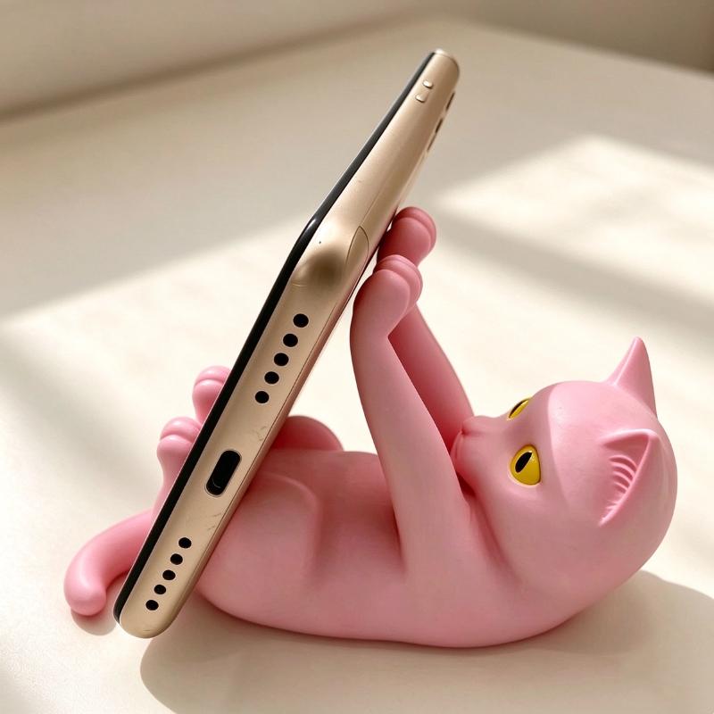 1 шт. Милый держатель для телефона на стол в форме котенка, 3D-печать, регулируемая подставка для телефона в виде черной кошки, настольная подставка для телефона, животное, декор для стола