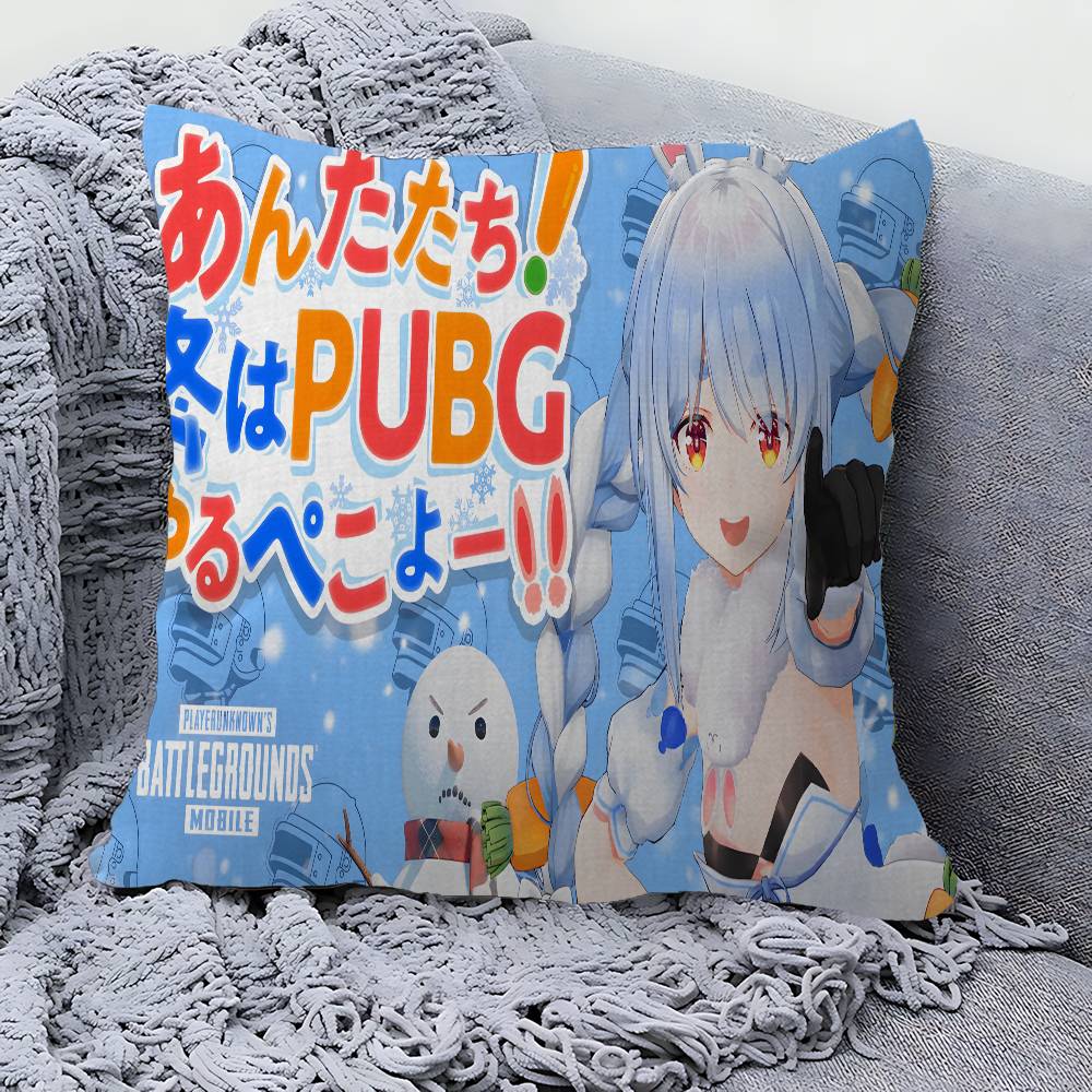 Game Hololive Usada Ppekora Pillow Covers Cartoon Sofa Decorative Home Doublesided Printing Short Plush Cute Cushion Cover