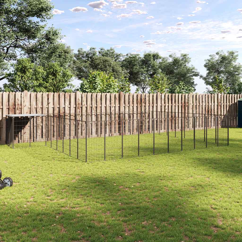 Dog Kennel Black 25.41 m² Steel