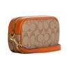 Coach Jamie 18 классическая молния для пресбиопии, холст с покрытием и кожа, сумка для камеры, кошелек для мелочи, клатч, маленький размер, женский светло-коричневый