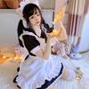 Японский черно-белый костюм горничной: Милое мягкое платье Лолиты с короткими рукавами, сексуальная униформа Женщины-кошки