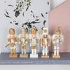 1/5 шт. 12 см Рождественский Солдатик Мультяшная Кукла Подвеска на Елку Деревянный Рождественский Щелкунчик Украшение Посыпанный Порошком