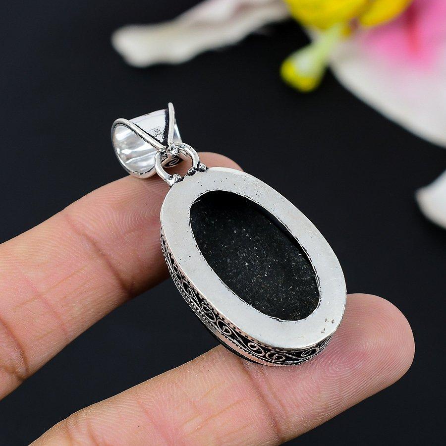 Abalone Shell Gemstone Handmade 925 Sterling Silver Jewelry Pendant 2.48" KG-121