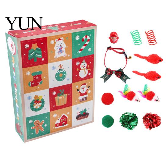 Safe Pet Toys for Christmas Cat Advent Calendar 2026, 12 Days Set Countdown Kitten Holiday Box with Interactive Mice, Balls, Plush Toys, Gifts Indoor